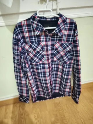 Camisa de invierno cuadros azul y rojo