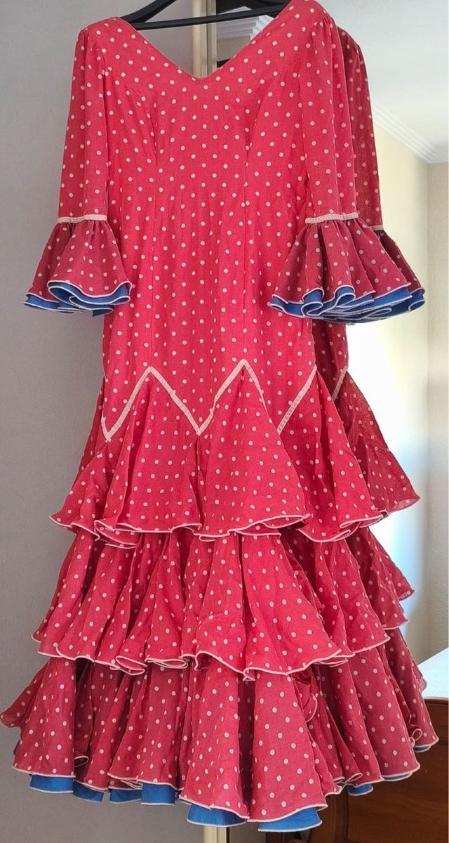 Traje Flamenca Volantes Algodón Rojo