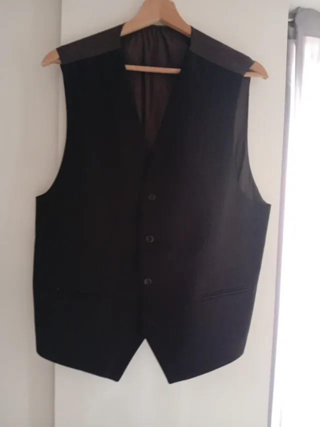 Chaqueta de vestir hombre  negra con rayas marrón