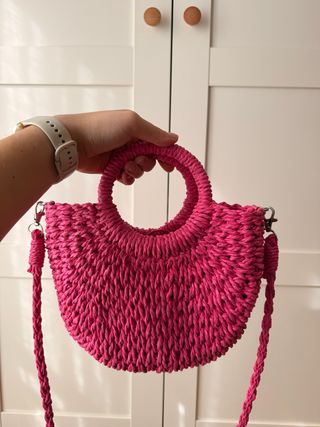 Bolso rafia artesanal fucsia