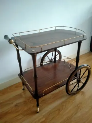 Carrito camarera madera y metal años 70