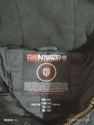 Abrigo Geographical Norway Negro y Rojo