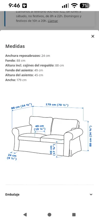 Sofá 2 Plazas Ikea Tela