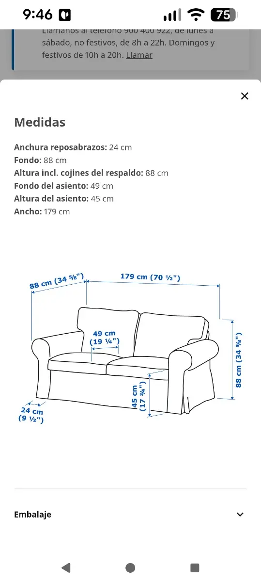 Sofá 2 Plazas Ikea Tela