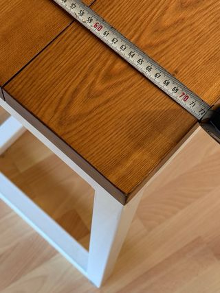 Mesa comedor madera y metal blanco