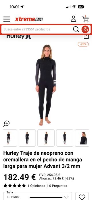 Traje neopreno Hurley cremallera pecho mujer