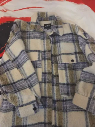 Abrigo paño Oversize Zara Cuadros Talla Única