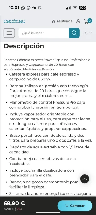 Cafetera Cecotec Cumbia Express Power Espresso