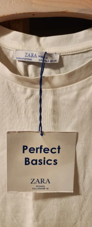 Vestido Zara blanco y marrón con cinturón