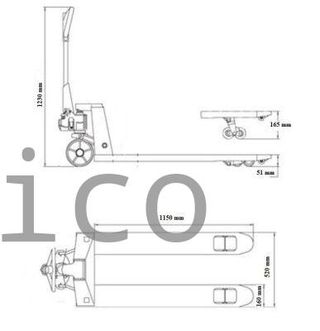 Transpaleta Hidráulica Extraplana 55 mm - 1500 Kg - 1150x520 mm