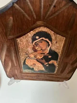 Icona sacra Madonna con Bambino su legno