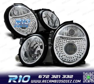 FAROS PARA MERCEDES CLASE CLK W208 98-02 LUPA FONDO CROMO