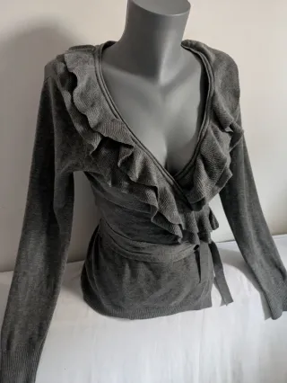 Cárdigan de Cachemira- wool-cotton-Seda con Volant