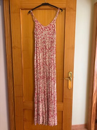 Vestido largo estampado rojo y blanco