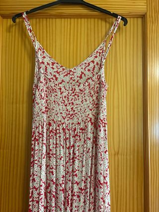 Vestido largo estampado rojo y blanco