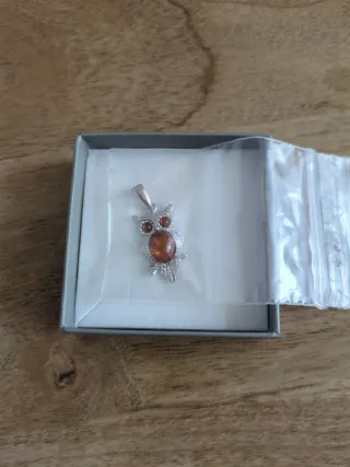 Colgante Búho Ámbar y Plata