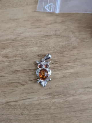 Colgante Búho Ámbar y Plata