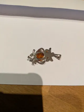 Colgante Búho Ámbar y Plata