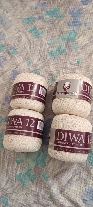 4 Gomitoli Cotone Egitto Makò Diwa 12