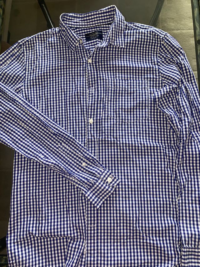 Camisa cuadros Pull&Bear azul y blanco Talla M