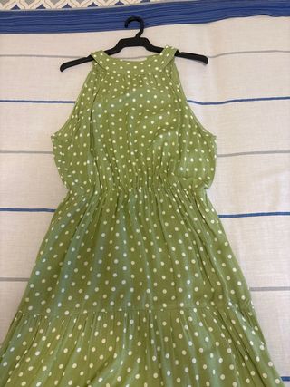 Vestido largo verde lunares