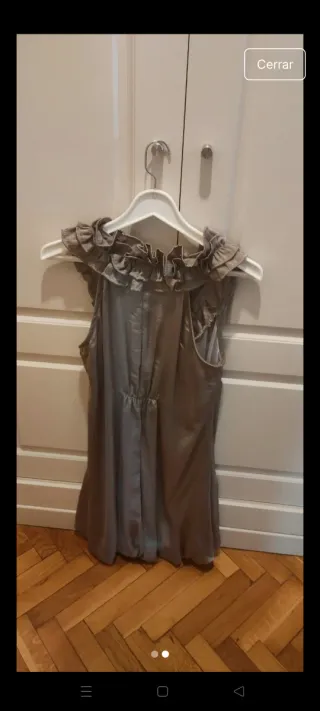 Vestido corto TU volantes marrón topo talla L