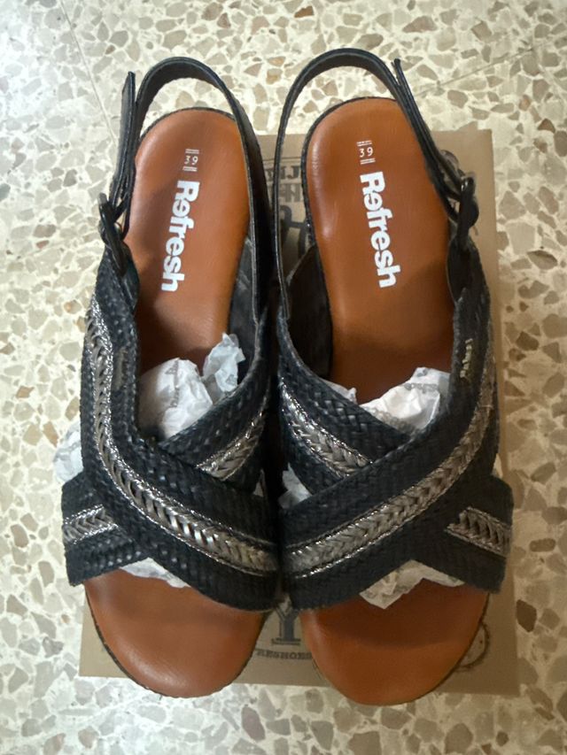 Cuñas Refresh Negro-Plata Talla 39