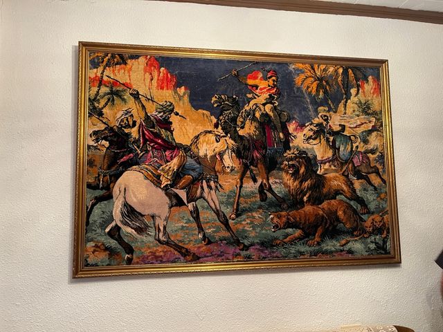 Arazzo vintage con cornice dorata 1,75x1,18 m