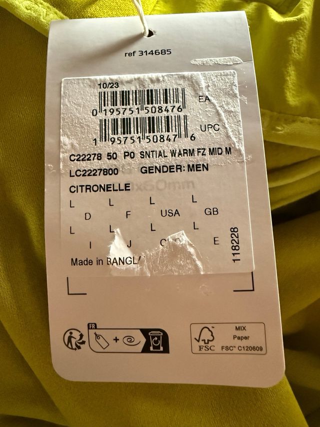 Pile Salomon Essential Warm Full Zip L Giallo