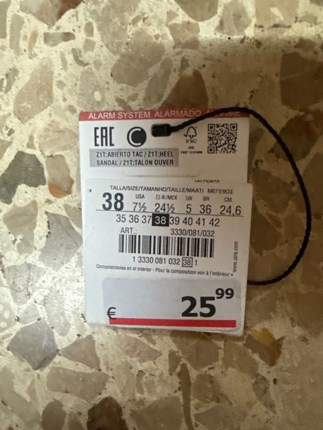 Sandalias Zara cuña kaki talla 38