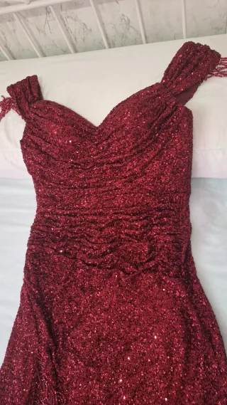 Vestido de fiesta lentejuelas rojo XXXL
