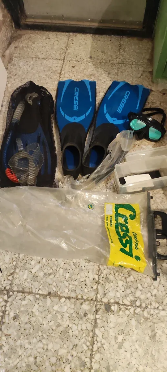 Aletas Cressi y máscara de buceo
