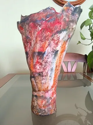 Jarrón artesanal multicolor