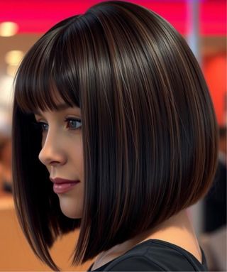 Preciosa peluca negra con reflejos