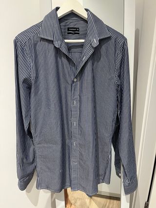 Camisa entallada In Extenso rayas azul M