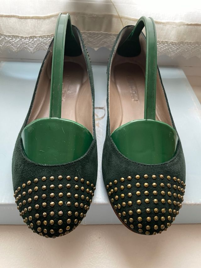 Bailarinas cravejadas verdes Massimo Dutti