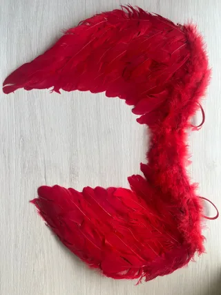 Alas de plumas rojas para disfraz