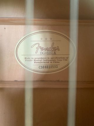 Guitarra Acústica Fender DG-5BKL Negra