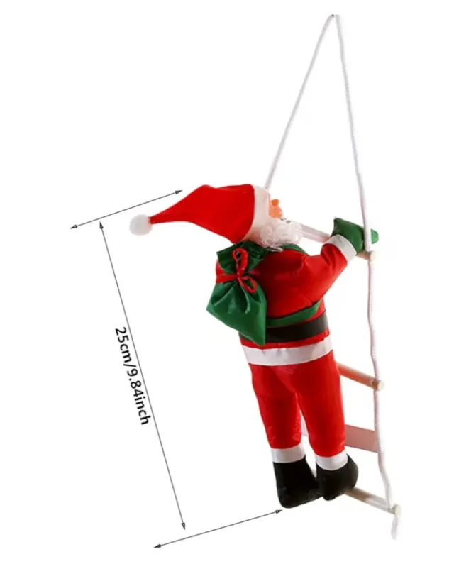 Babbo Natale scalatore con scala 25 cm