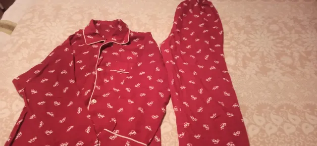 Pijama Unisex Rojo con Dibujos Blancos