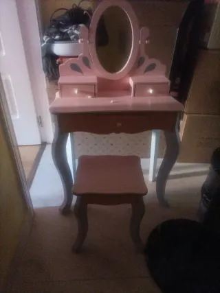 Tocador infantil madera y cristal