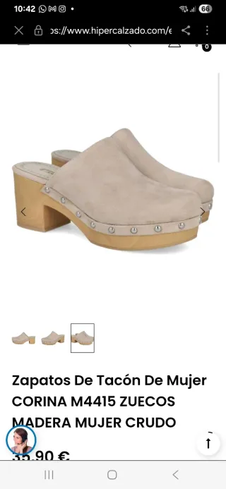 Zuecos beige ante talla 38 Corina