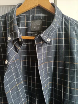Camisa de cuadros gris y multicolor