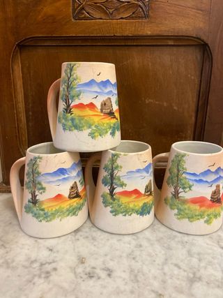 4 Boccale Ceramica Dipinti a Mano