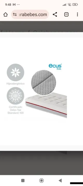 Ecus kids colchón de cuna pigü. Antiplagiocefalia,