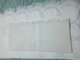 Sábanas Algodón Cama 150 Azul y Blanco