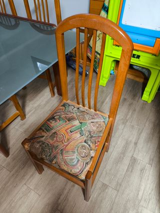 Mesa cristal extensible 180 (+70cm)x80 y 6 sillas