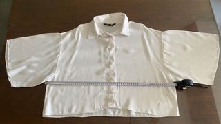 Camisa Zara Satinada Blanca Rota