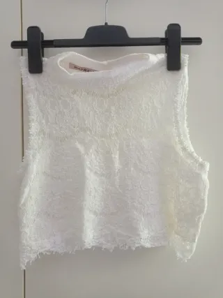 Top finto pizzo May & Co bianco taglia unica