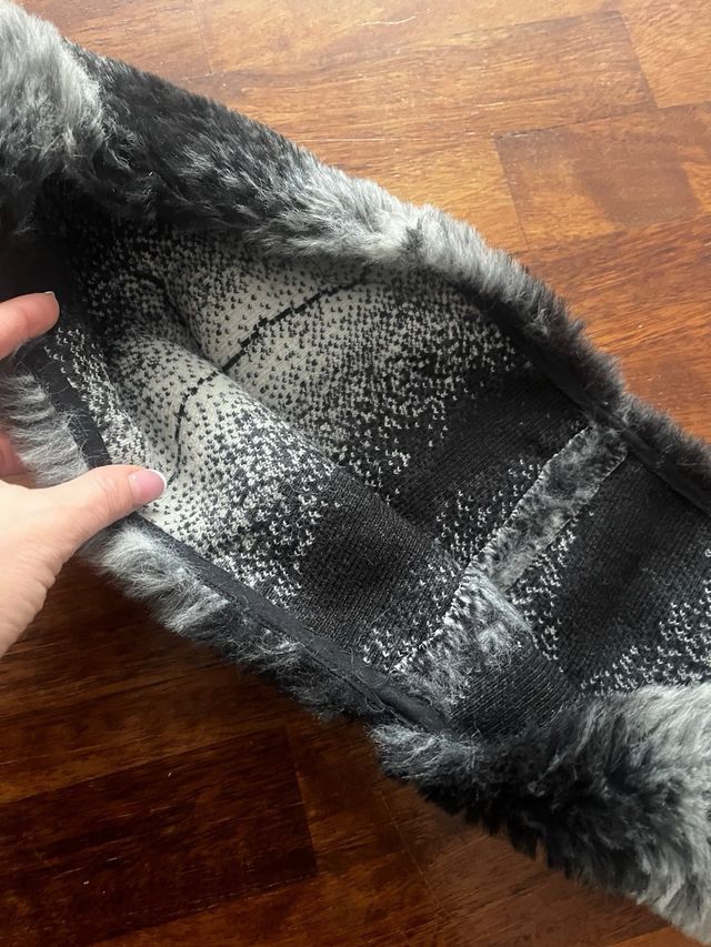 Collo ecopelliccia vintage nero/grigio